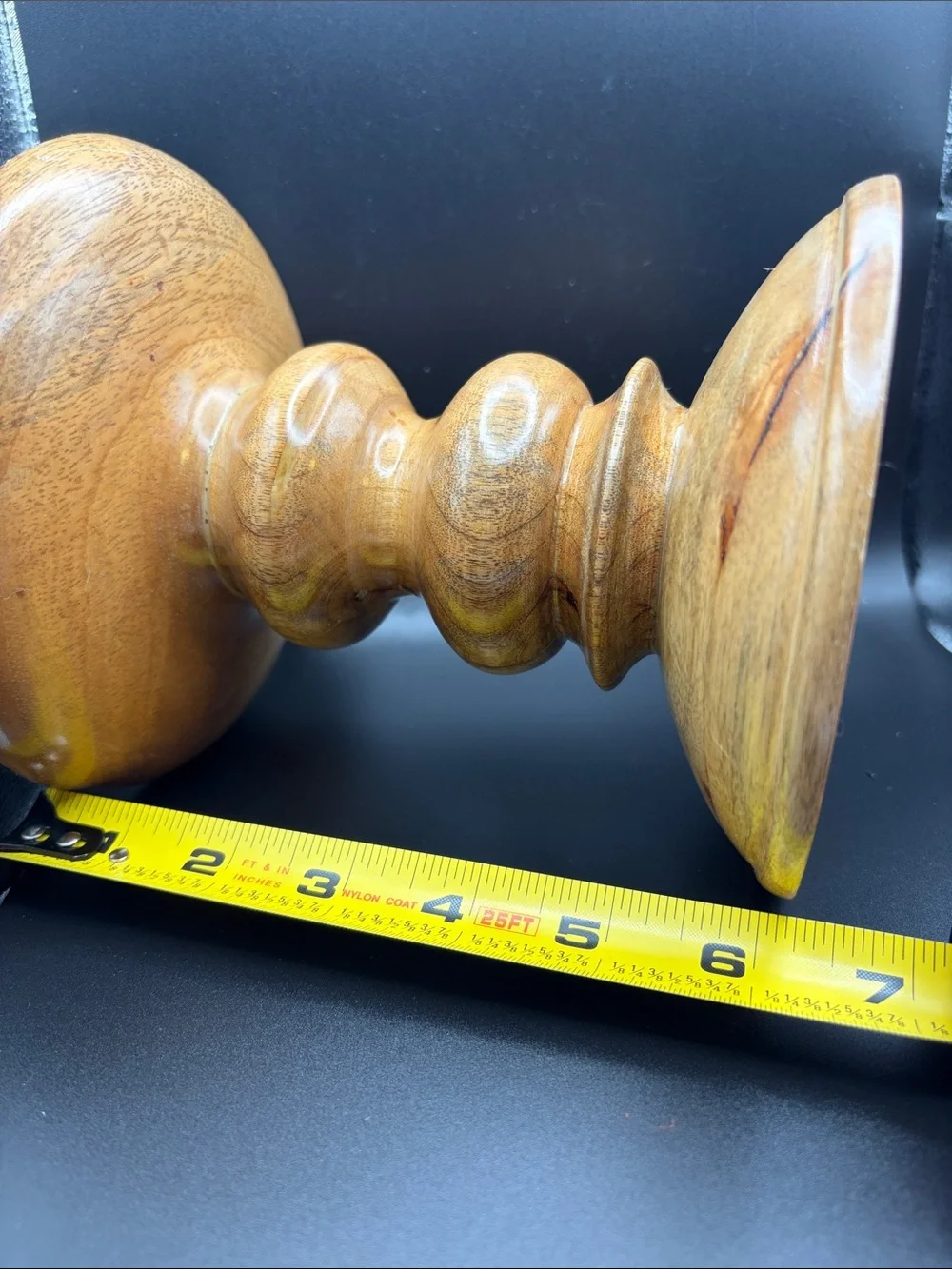 Pottery Barn Wood Turned Pillar Candle Holders in Fruit Wood